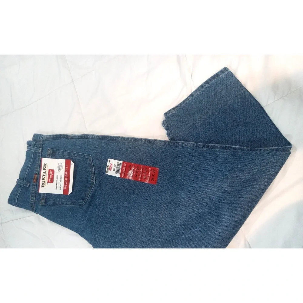 Rustler Wrangler Mens 34x29 Regular Fit Straight Leg Denim Jeans NWT